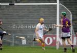 Antrim full-forward Kevin Sheeran celebrates after scoring his team's second goal in Sunday's win over Wexford. 