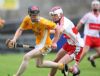 Antrim's Darren Hamill in action against Derry in Wednesday evening's Ulster Under 21 final at Casement Park. Pic by John McIlwaine