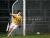 Tomas mcCann celebrates aftter scoring his team's second goal in Saturday night's 2-14 to 1-8 win over Offaly at Casement Park. 