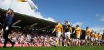 Antrim captain Paddy Cunningham lead his team in the pre-match parade before Sunday's Ulster Senior Football final with Tyrone. 