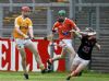 Antrim team captain Conor McCann fires in an early goal to set his team on the victory trail