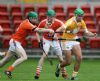 Antrim substitute Eoin McAlonan in action during the win over Armagh in Newry