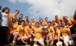 Antrim celebrate their win over Down in the Ulster Senior Hurling Final at Casement Park. Pic by John McIlwaine