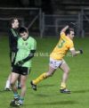 Antrim corner-forward Brian Neeson celebrates after scoring his team's second goal in their McKenna Cup win over Queens at Casement Park.