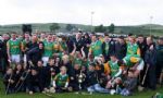 Dunloy celebrate their win over Loughgiel in the senior hurling final at Feis na nGleann in Feystown, Glenarm. Pic by Harry Boyle