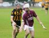 Cushendall's Declan McKillop and Ballycastle's Dermot Donnelly contest possession during Saturday evening's Antrim SHC semi-final in Loughgiel. Pic by Harry Boyle