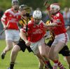 Loughgiel's Donal Mckinley makes a break during the Under 21 final in Armoy