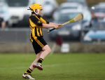 Ballycastle corner-forward TT Butler fires in a goal during his team's North Antrim Feile A final win over Cushendall. Pic by John McIlwaine