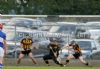Ballycastle goalkeeper Ciaran Smyth saves Brian McFall's penalty which proved to be a turning point in Saturday evening's SHC quarter-final in Loughgiel.