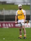 Antrim captain Neill McManus whose late point edged Antrim to a Walsh Shield semi-fnal win over Laois at Rathdowney 