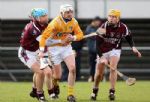 Karl Stewart in action during Sunday's NHL Div 2 draw with Westmeath in Casement Park
