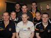 Antrim gaelic footballers and hurlers were joined by Monaghan's Darren Hughes as they had their hair cut by hairdresser Shauna Gillan (inset) at the Erin's Own club in Cargin, Toomebridge to raise funds for the Irish and Ulster Cancer Foundation. Included are hurlers Shane McNaughton (back left), Neill McManus (back right), Monaghan footballer Darren Hughes (back centre) Antrim footballers L-R, Paul Doherty, Thomas McCann, Justin Crozier, John Finucane and Michael McCann. Pic by John McIlwaine 