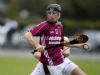 Cushendall's Sean McAfee wins possession during the U21 semi-final in Armoy