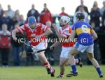 Loughgiel's Damian Laverty in action during Friday evening's championship opener against Rossa