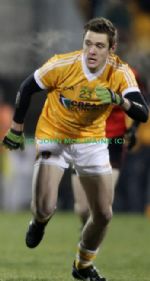 Mark Sweeney whose goal helped Antrim to victory of Armagh in the McKenna Cup at Armagh Athletic Grounds.