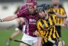 Man of the match Ciaran Clarke and Cushendall's Martin Burke challenge for possession during Wednesday evening's Under 21 semi-final in Loughgiel. Pics by John McIlwaine