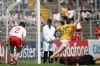 Antrim corner-forward Anton Taylor celebrates after scoring his team's goal in the minor semi-final defeat to Tyrone.Pics by John McIlwaine