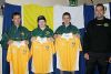 Colaiste Feirste students, Niall McAlea, Dermot Donnelly and Aaron Stewart who all received Football All Star Awards at the Antrim GAA Awards Dinner in St. Benedicts College in Randalstown last week.