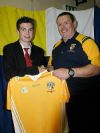 Kevin McDonnell from St. Aloysius High School, Cushendall who received a Year 12 Hurling Award from Sean Fleming Antrim Coaching and games Development Officer