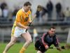 Paddy Richmond fires the ball past Graham Clarke for Antrim's second goal