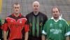 Team Captains Sean O'Connell (Clooney) and Ciaran O'Neill (Shamrocks) with Referee Jim O'Rourke (Monaghan)
