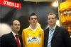 Pictured at the launch of the new Antrim jersey are Antrim Minor Football captain Dermot McCann along with Peter Carr and Andy McCallin (Jnr) from McCallin Carr Surveyors - sponsors of Antrim Minor Footballers.