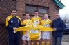 New Antrim Minor Football Sponsor Andy McCallin (McCallin Carr Chartered Surveyors) presents the new jersey to Seamus OPrey (Antrim Manager) alongside Antrim Captain Dermot McCann (centre) and Vice Captains Kevin Mc Bride and Brian Neeson.