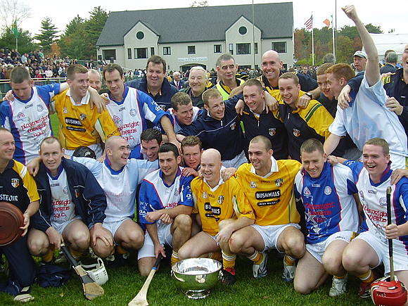 The Antrim Senior Hurlers Celebrate after winning the 2006 Ulster SHC
