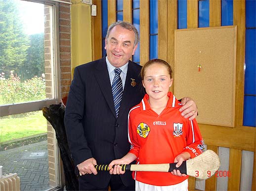 Kathryn Donnelly meets Nickey Brennan before playing in Croke Park.
